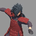 Game and Movie Character Multiple Battle Stances Red Outfit Long Dark Hair 3D Model Design