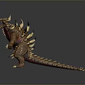 3D Mythical Monster Model With Golden Spines Red Abdomen And Sharp Claws