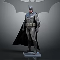 Detailed Batman Statue With Full Costume Cape Utility Belt And Logo Background