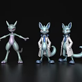 Game and Movie Characters Featuring Purple and Light Blue Bodies with Lab Coats and Tails