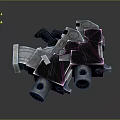 Futuristic Double Barrel Weapon With Metallic Design Black Silver Grip And Mechanical Components