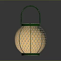 Green Home Decor Lantern With Intricate Floral Patterns And Curved Handle