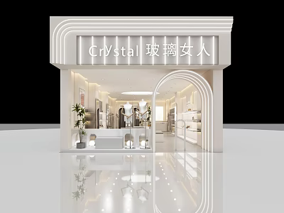 Modern Crystal Women's Clothing Store With Elegant Glass Interior Design 3d model