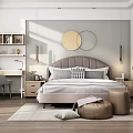 Modern background double bed 3d model
