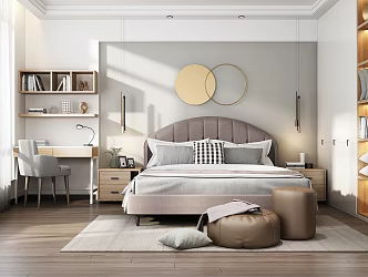 Modern background double bed 3d model