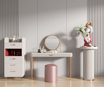 Cream wind dressing table cosmetics 3d model