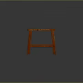 Orange Solid Wooden Bench With Green Stain And Rustic Handcrafted Design 3d model
