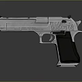 Silver Metal Pistol with Black Grip Shiny Surface on Dark Background and Reflection 3d model