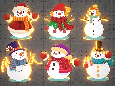 Christmas Cartoon Snowman Meichen Wall Lighting 3d model