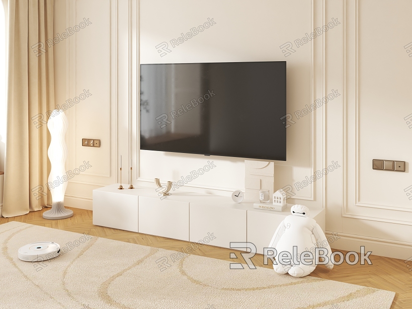 French Style TV Cabinet Simple Home Living Room Light Luxury Cream Style Storage Floor Cabinet TV Cabinet model