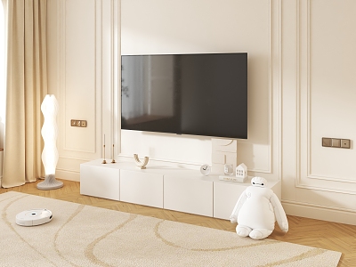 French Style TV Cabinet Simple Home Living Room Light Luxury Cream Style Storage Floor Cabinet TV Cabinet model