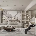 Elegant Modern Dining Living Room Interior With Stylish Furniture And Ambient Lighting