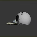 White Helmet With Black Face Shield And Breathing Apparatus Straps Design