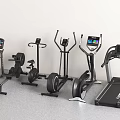 Fitness Equipment Collection Including Treadmill Exercise Bikes And Elliptical Machines With Digital Displays