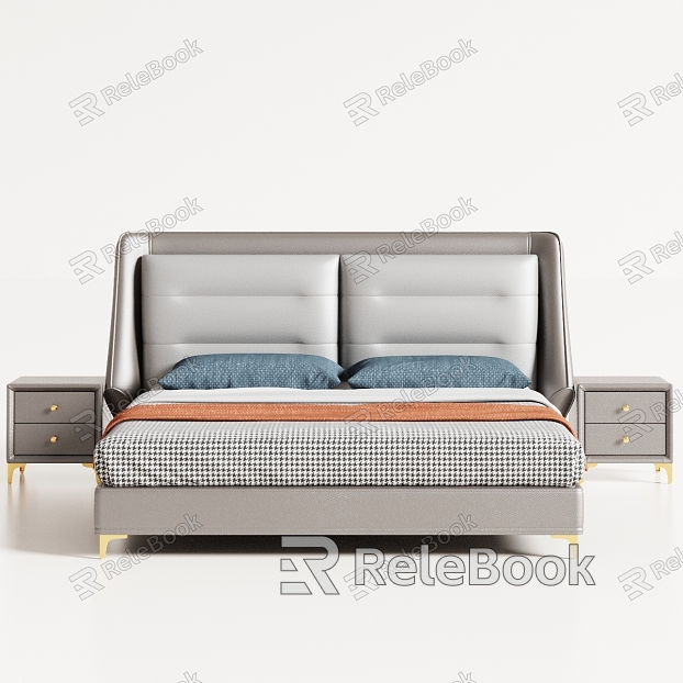 Modern Simple Light Luxury Bedroom Double Bed Soft Bed model