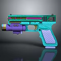 Colorful Modern Pistol With Green Purple Accents Textured Grip And Unique Design