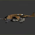 Futuristic Scifi Aircraft Model Featuring Brown Exterior And Weapon Details