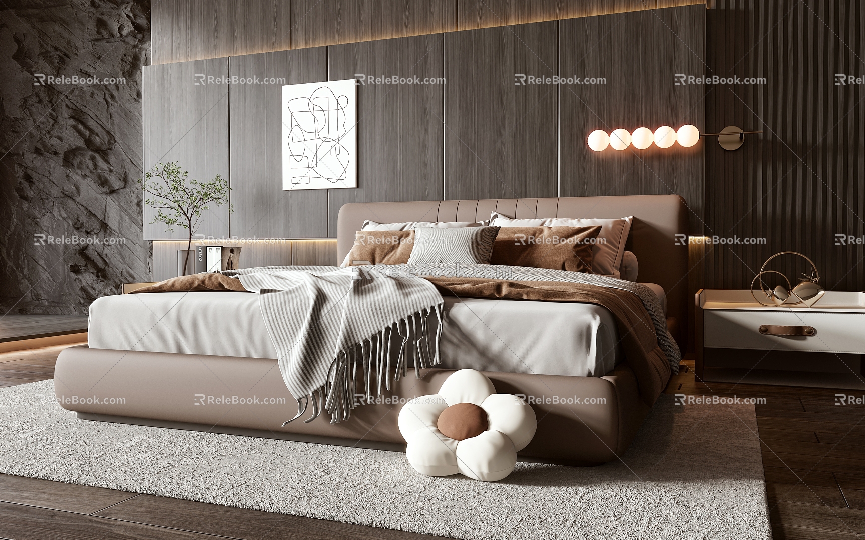 Modern Double Bed 3d model