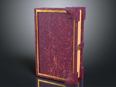 Red Leather Cover Book With Golden Border And Decorative Accents 3d model