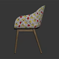 Modern Woven Leisure Chair with Colorful Patterns and Wooden Legs Design