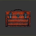 Red Vintage Toolbox With Metal Latches Handle And Shiny Surface
