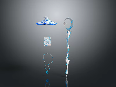 Modern Blue And White Decorative Components With Hanging Ring And Ornamental Structure 3d model