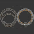 Industrial Mechanical Ring Components With Multiple Circular Frames And Stacked Metal Parts