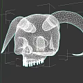 Game and Movie Character Greenish Skull with Curved Horns Mystical Design