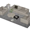 Modern Sofa Coffee Table Combination Business Sofa Coffee Table Double Sofa Multiplayer Sofa 3d model