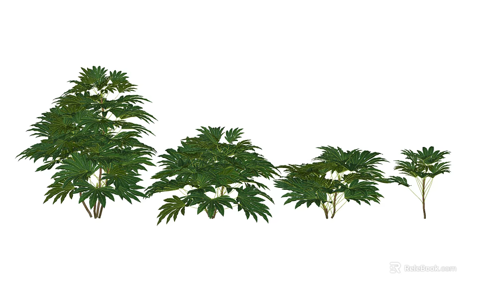 Green Leafy Shrubs In Various Sizes For Garden Landscape Decoration 3d model 