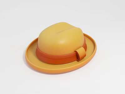 Popular Yellow Straw Hat With Soft Crown Wide Brim And Brown Ribbon Accent 3d model Popular Yellow Straw Hat With Soft Crown Wide Brim And Brown Ribbon Accent 3d model