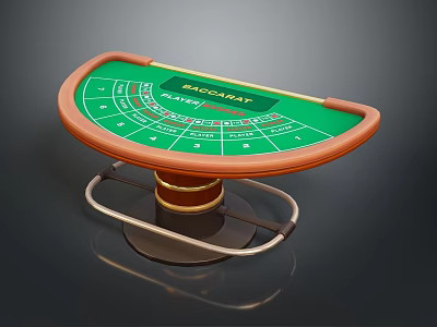 Durable Home Roulette Table With Green Felt Surface Wooden Frame And Metal Stand 3d model
