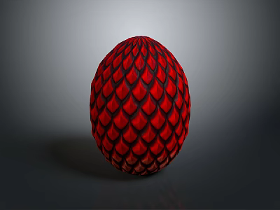 Red Scaled Mythical Dragon Egg With Detailed Textured Surface And Shiny Finish 3d model