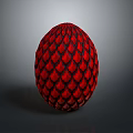 Red Scaled Mythical Dragon Egg With Detailed Textured Surface And Shiny Finish