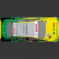 Yellow Green Audi Racing Car With BOSCH SCHAEFFLER Logos And German Flag Design