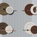 Circular Wall Decor Featuring Brown White Textured Designs And Metallic Accents On Gray Wall