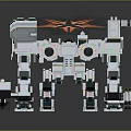 Futuristic White Mechanical Dinosaur Robot With Armored Structure And Glowing Orange Parts