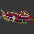 Decorative Fish Shaped Ornament Brown With Yellow Accents And Green Circular Details