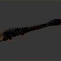 3D Reptile Model With Dark Gray Scaly Body Open Mouth And Red Claws