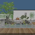 Outdoor Shower Sauna Area With Wooden Deck Pool Greenery And Evening Lights