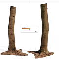 Natural Stone Wood Tree Trunks With Intact Roots And Rustic Texture 3d model