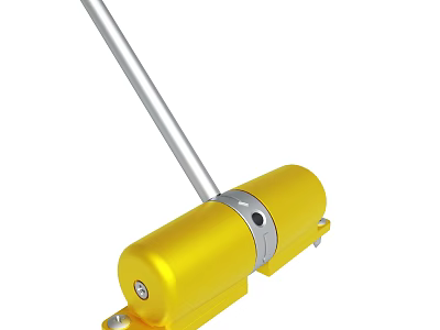 Yellow Mechanical Cylinder Tool With Silver Rod And Metal Mounting Parts 3d model