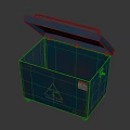 Blue Hazardous Materials Storage Container With Open Lid And Warning Sign 3d model