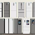 Various Modern Refrigerators and Freezers with Different Designs and Colors for Home Kitchen