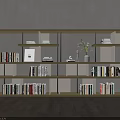 Modern Wooden Bookshelf With Open Shelves Filled With Books Decorative Vase And Photo Frame