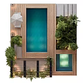 Outdoor Pool Area With Wooden Deck Loungers Umbrellas And Green Plants