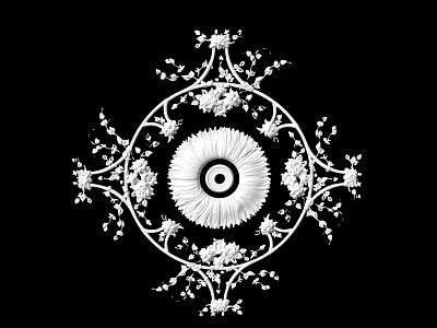 Elegant Circular Ceiling Light Plate With Radial Center And Floral Decorative Edges 3d model