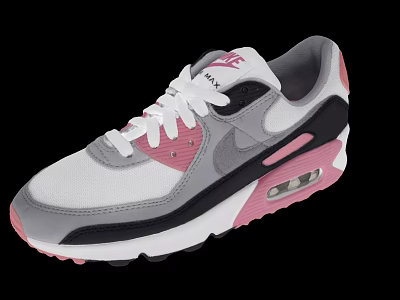 Nike Air Max White Pink Gray Black Sneakers With Air Cushion And White Laces 3d model