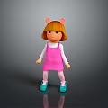 Cute Animated Game Character With Pink Dress Cat Ears White Sleeves And Blue Shoes
