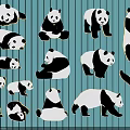 Cute Panda Wall Decor With Multiple Poses For Home Decoration 3d model